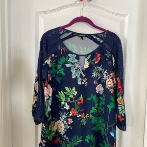 Express Navy Floral Women's Blouse